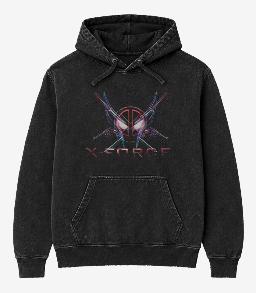 Poleron Canguro Acid Wash Negro de X-grupo
