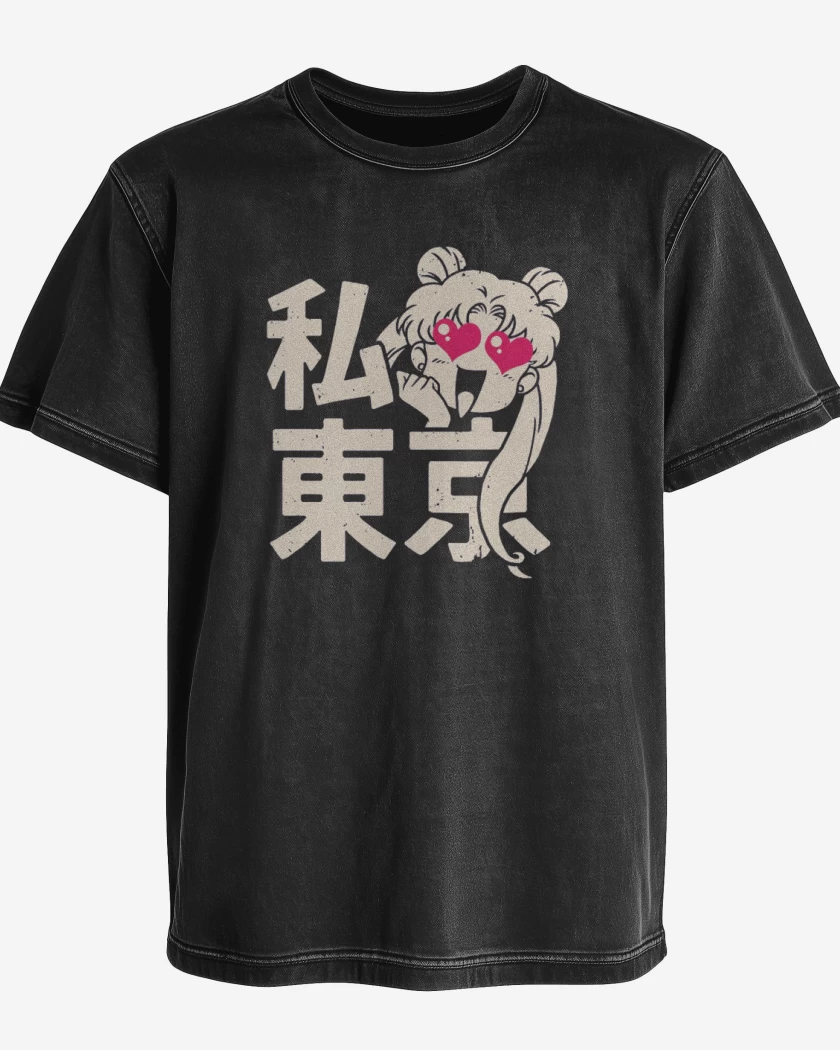 Polera desgastada Negro de Sailor moon II