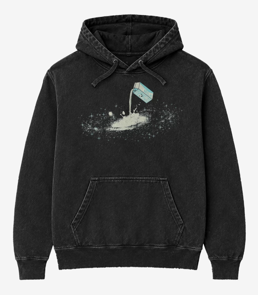 Poleron Canguro Acid Wash Negro de Via lactea