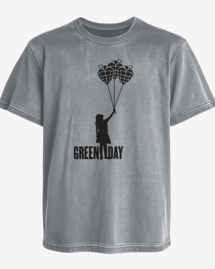 Polera desgastada Gris Melange de Green day