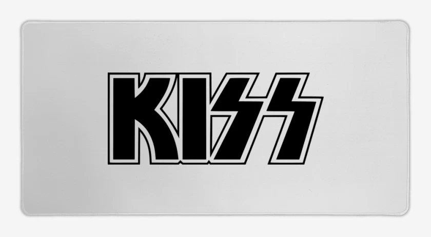 Mouse pad Gamer Blanco de Kiss logo