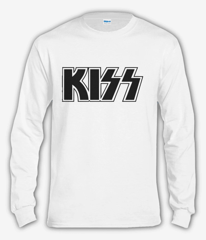 Polera manga larga Blanco de Kiss logo