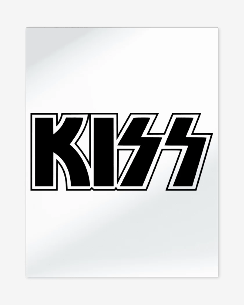 Print metalico Blanco de Kiss logo