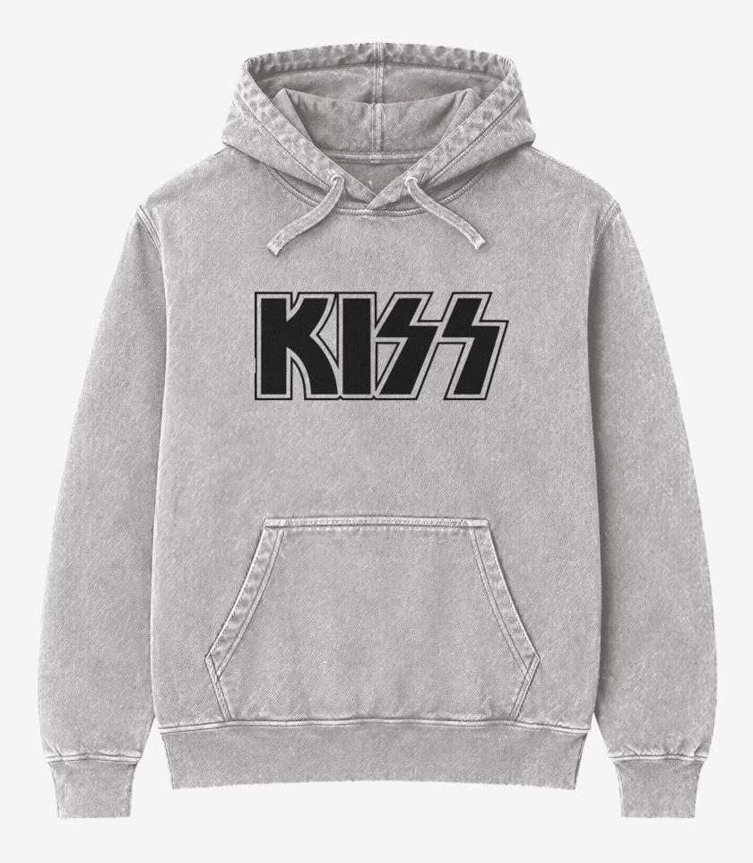 Poleron Canguro Acid Wash Gris Melange de Kiss logo