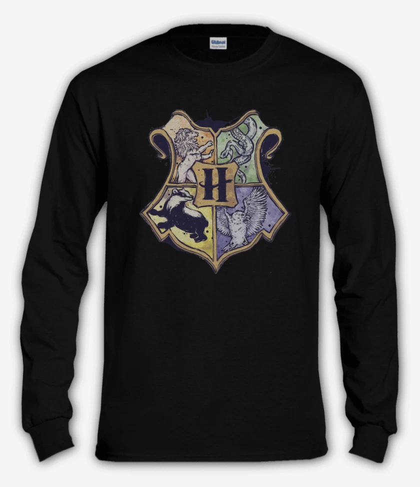 Polera manga larga Negro de Escudo Hogwarts