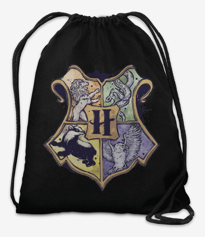 Mochila Negro de Escudo Hogwarts