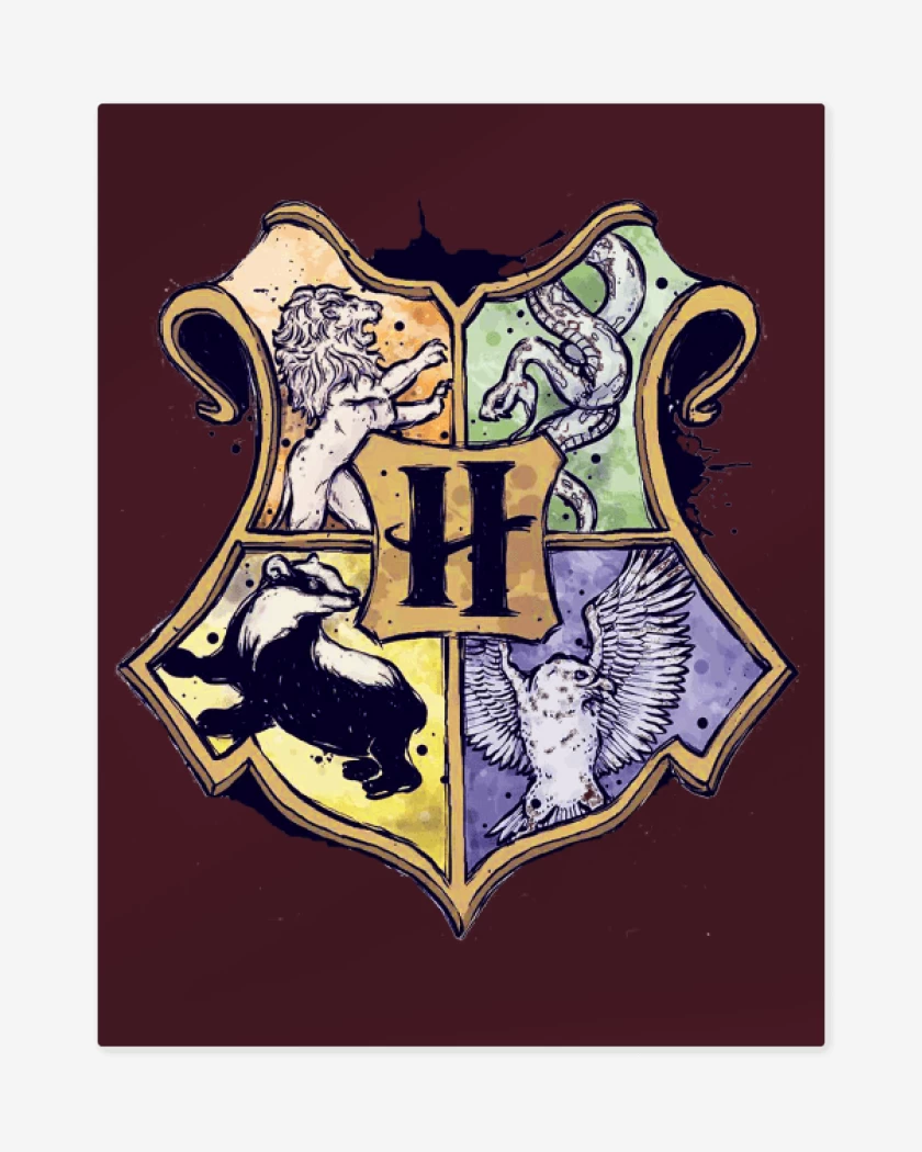 Print metalico Burdeo de Escudo Hogwarts