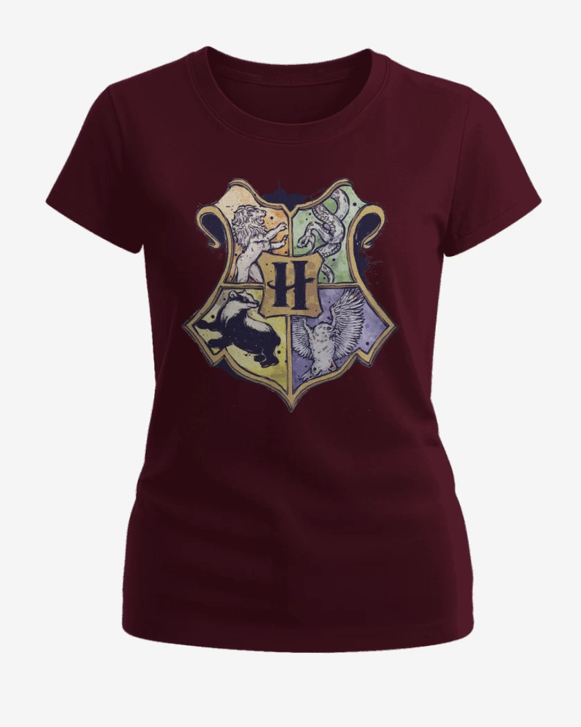 Polera de Mujer Burdeo de Escudo Hogwarts