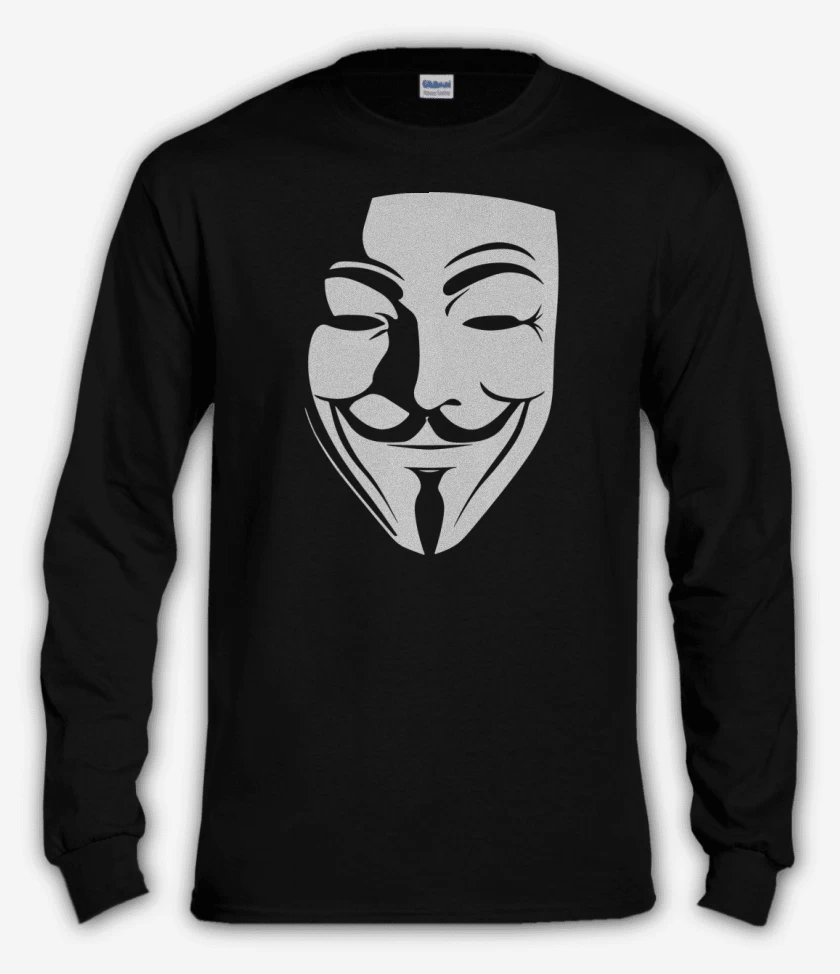 Polera manga larga Negro de V for Vendetta / Anonymous