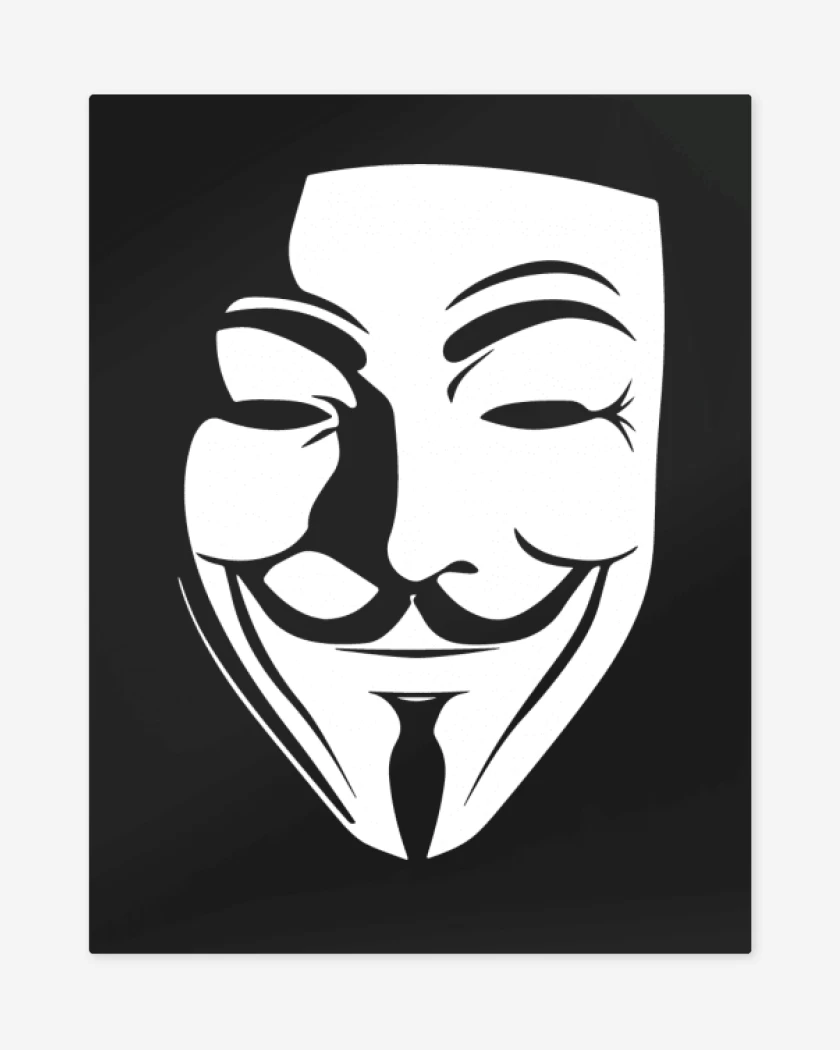 Print metalico Negro de V for Vendetta / Anonymous