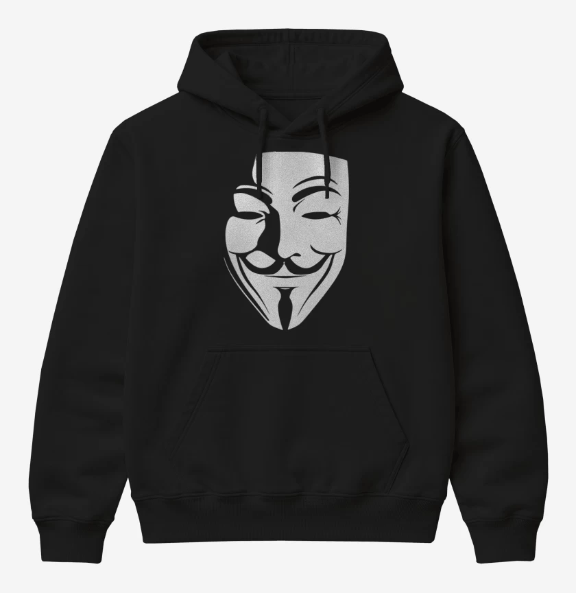 Poleron Canguro básico Negro de V for Vendetta / Anonymous