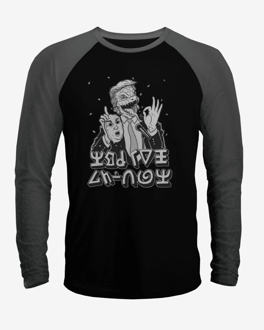 Polera Raglan Negro / Negro Heather de Trump Reptiliano