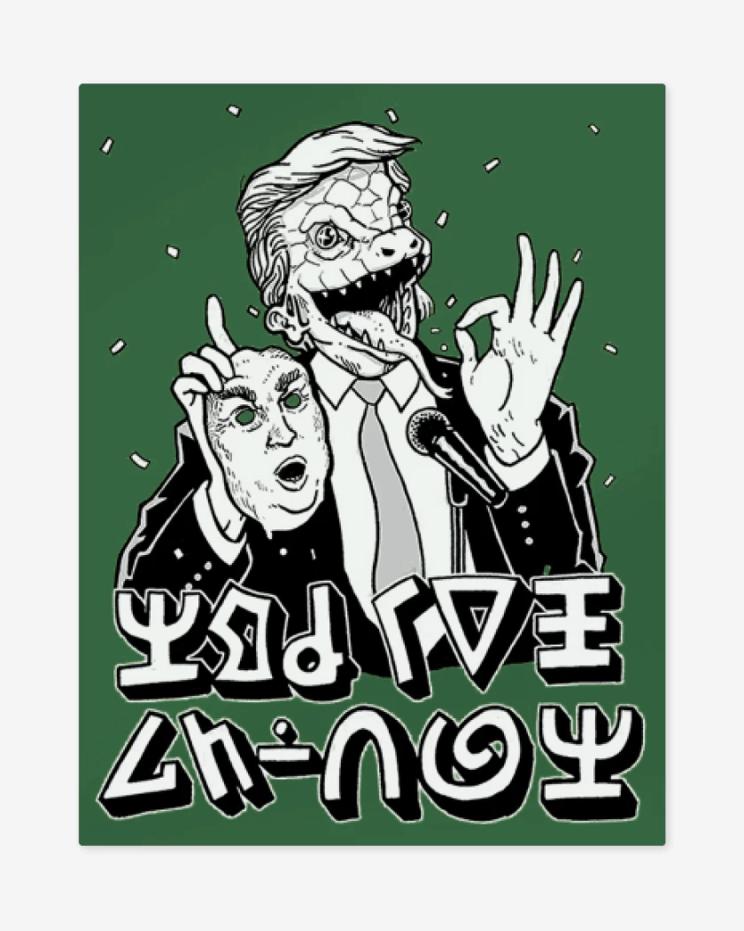 Print metalico Verde jade de Trump Reptiliano