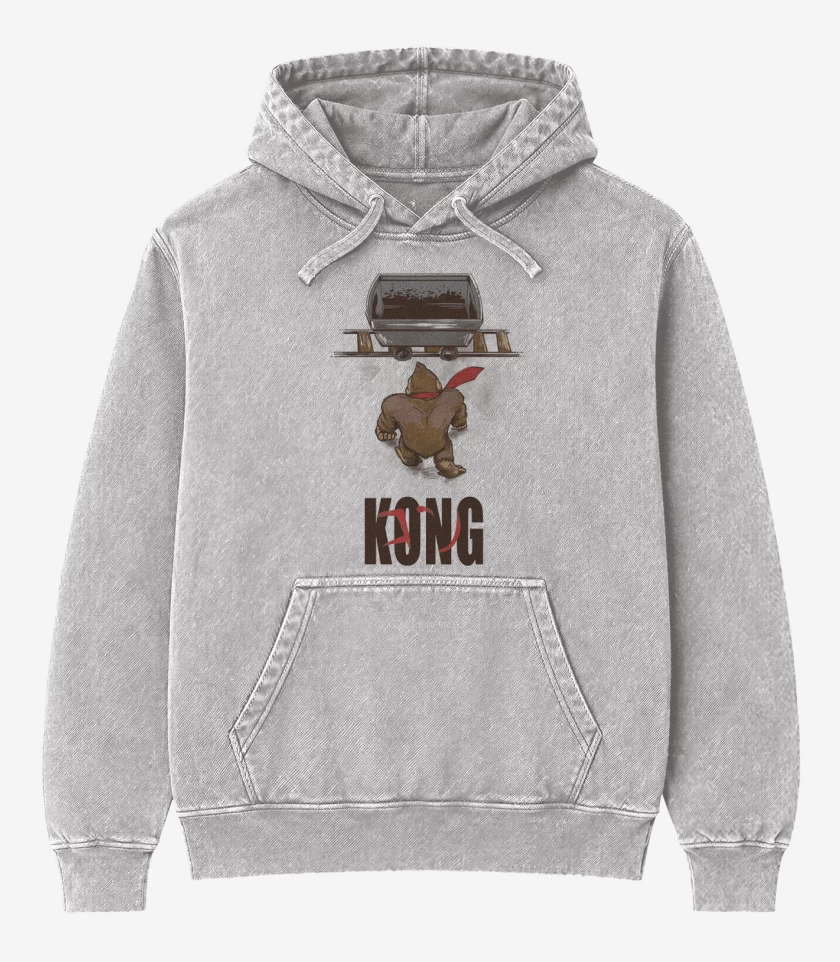 Poleron Canguro Acid Wash Gris Melange de Kong akira