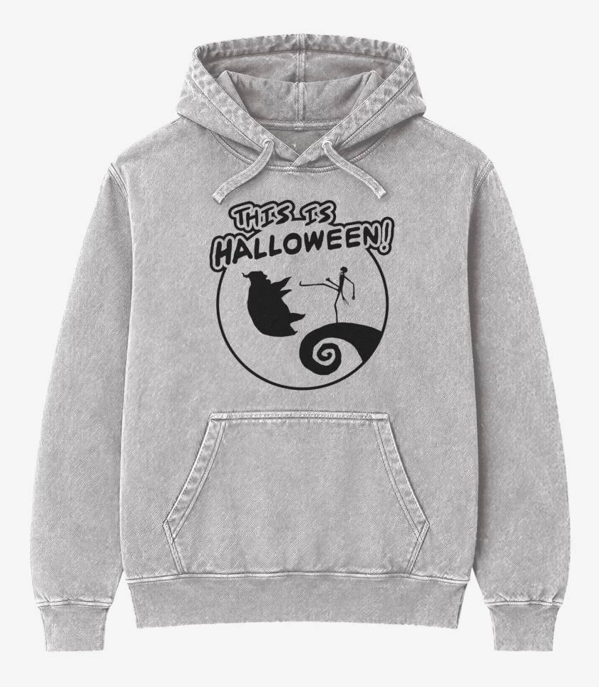 Poleron Canguro Acid Wash Gris Melange de This is halloween