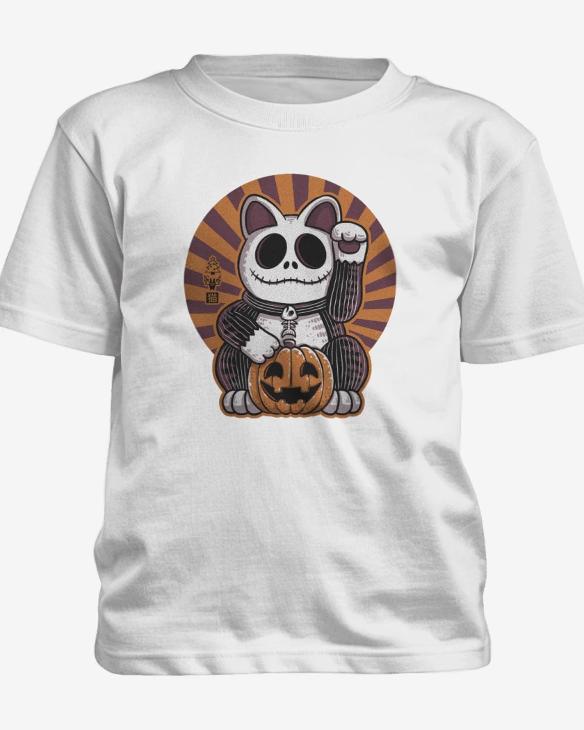 Polera de niño Blanco de Cat halloween 