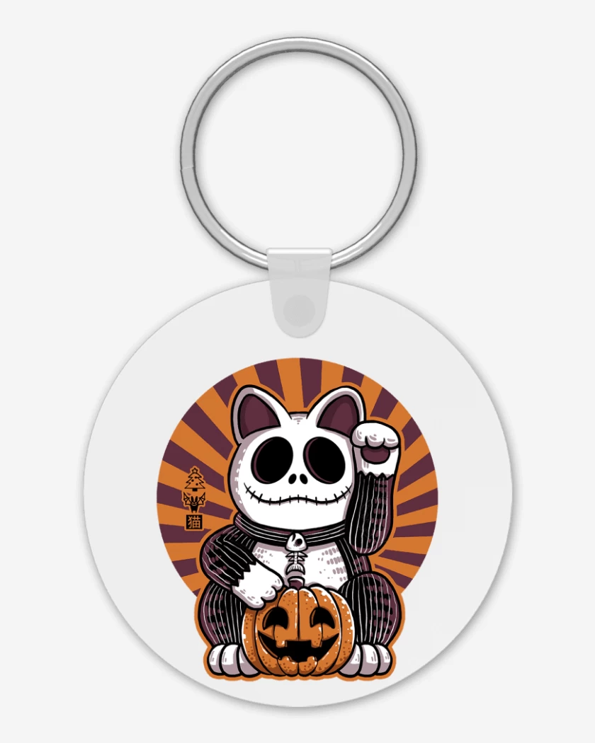 Llavero Blanco de Cat halloween 