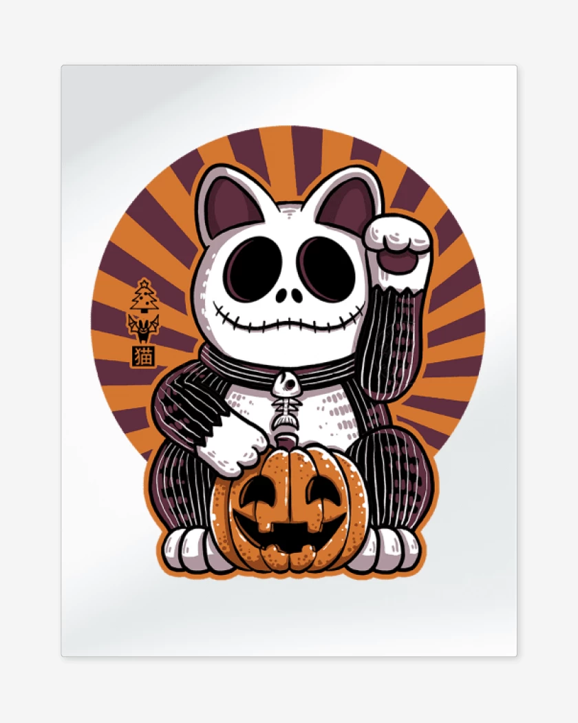 Print metalico Blanco de Cat halloween 