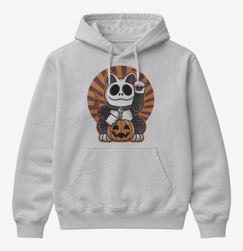 Poleron Canguro básico Gris Melange de Cat halloween 