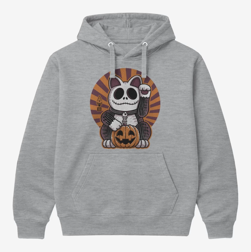 Polerón Canguro Gris Melange de Cat halloween 