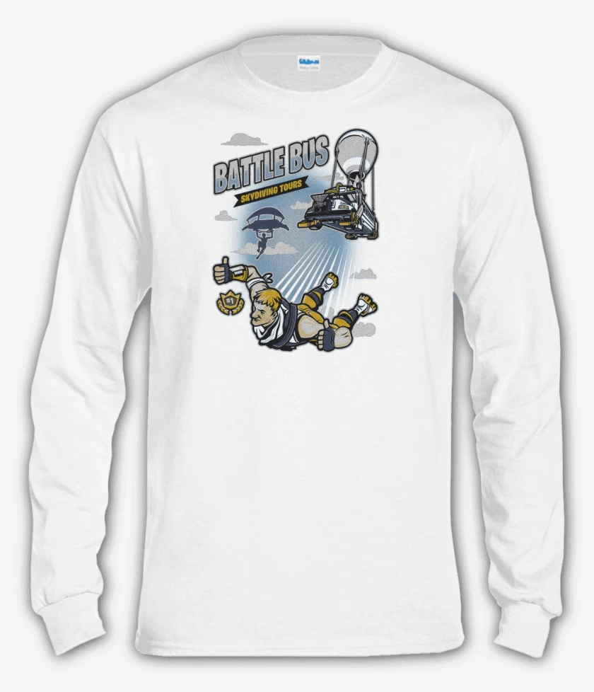 Polera manga larga Blanco de Battle bus fornite