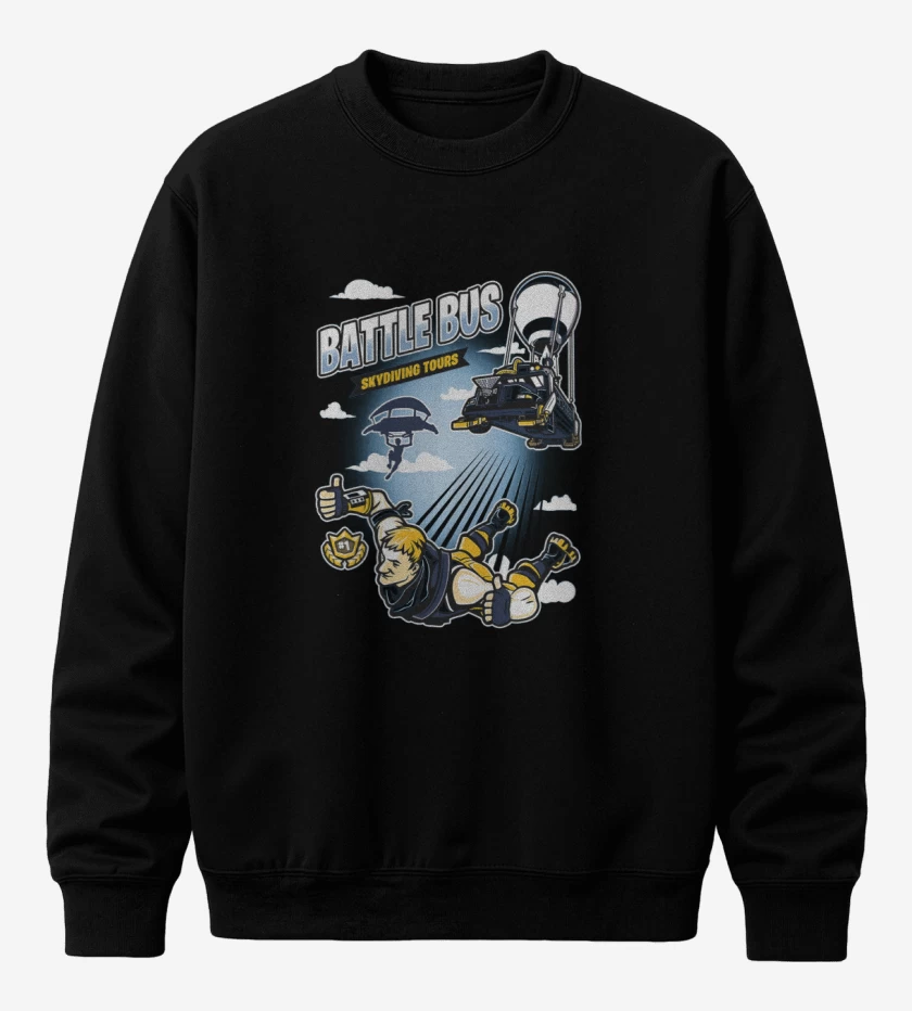 Poleron polo Negro de Battle bus fornite