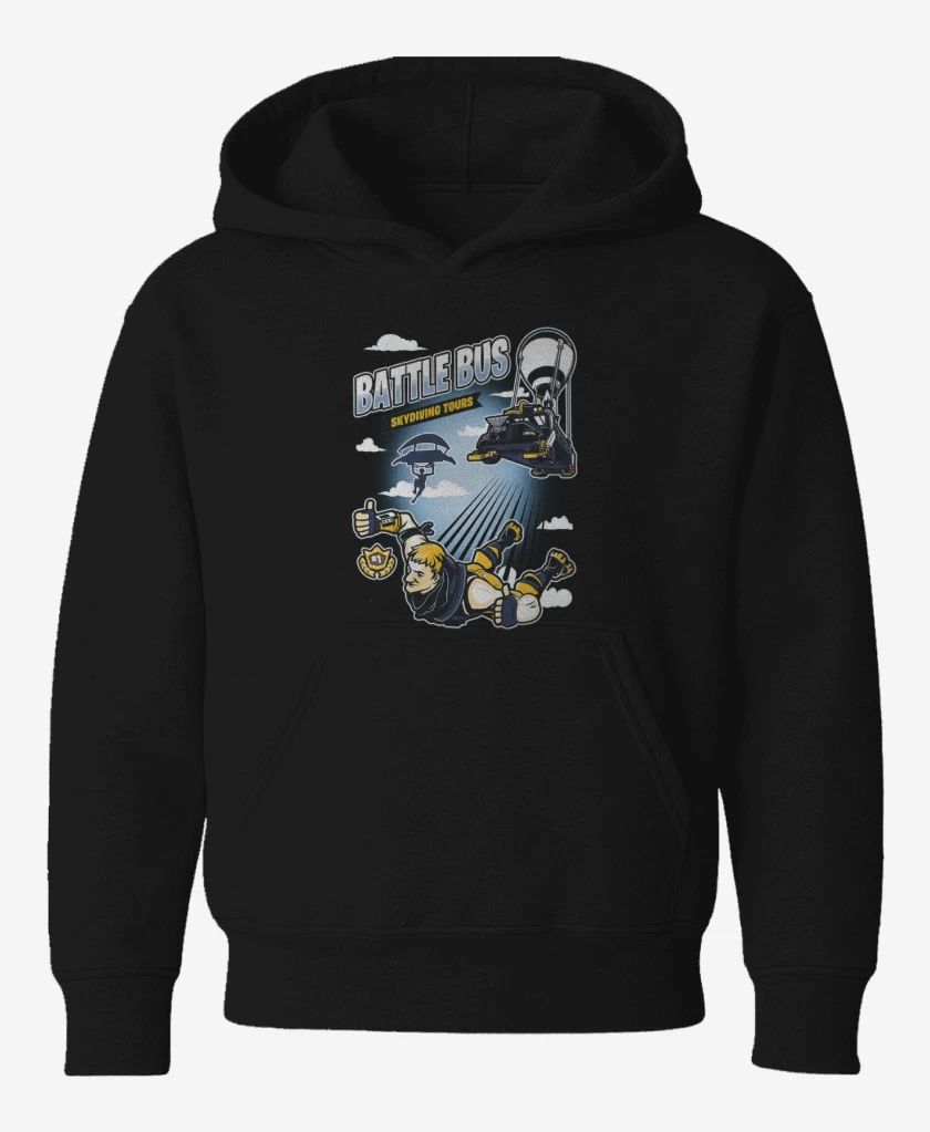 Poleron de niño Negro de Battle bus fornite