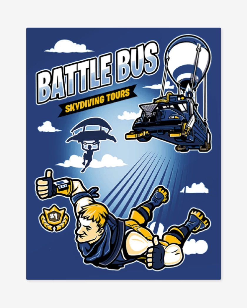 Print metalico Azul Rey de Battle bus fornite