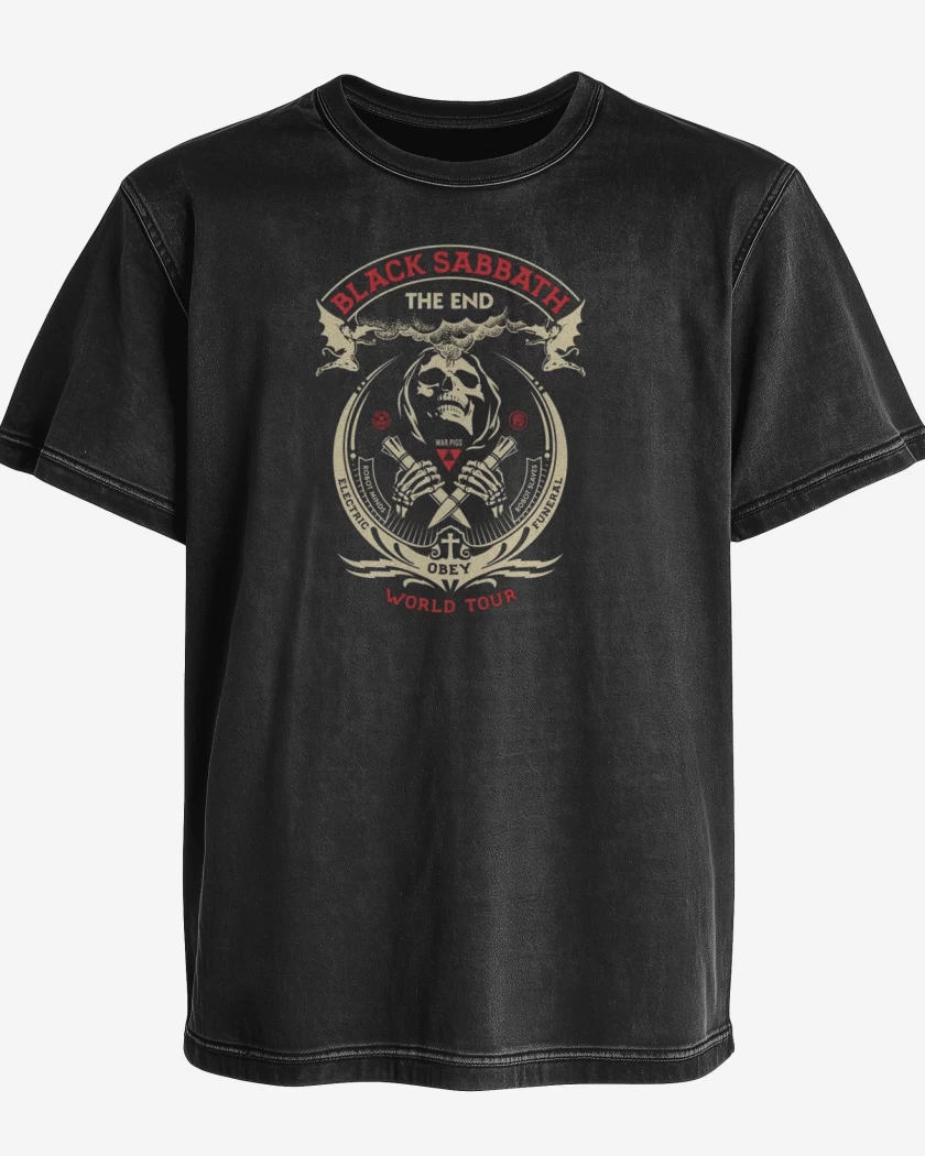 Polera desgastada Negro de Black Sabbath 5