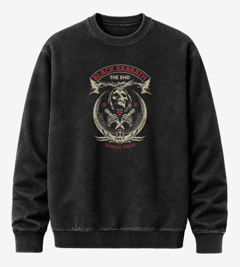 Poleron Polo Acid Wash Negro de Black Sabbath 5