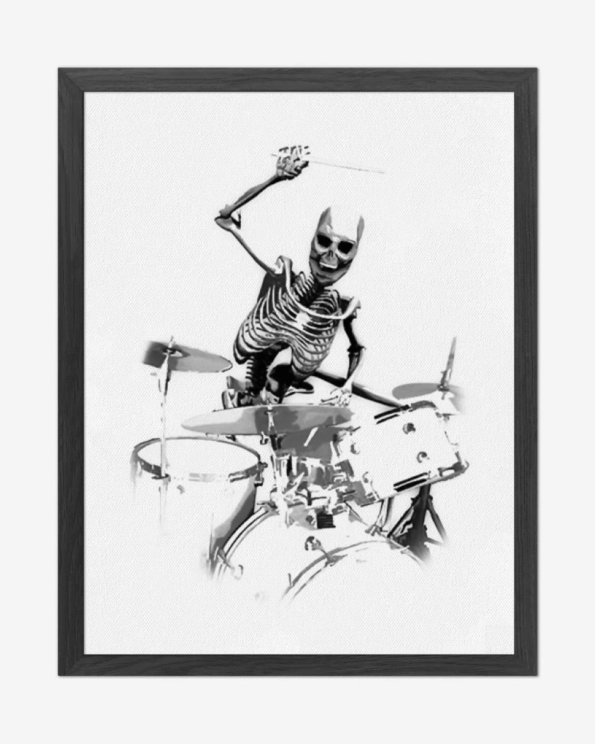 Cuadro decorativo Blanco de esqueleto drummer 