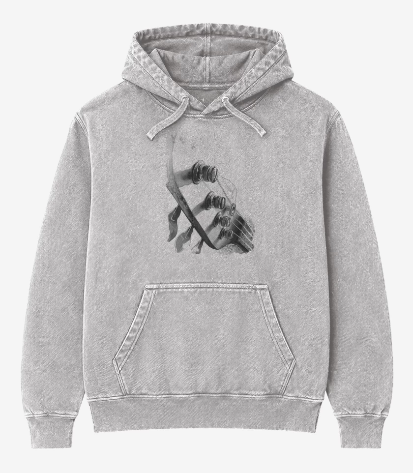 Poleron Canguro Acid Wash Gris Melange de Bass Clavijero 