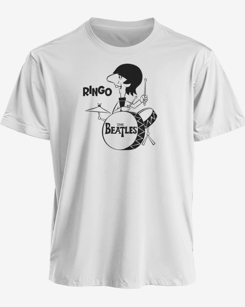 Polera premium Blanco de Ringo Drums