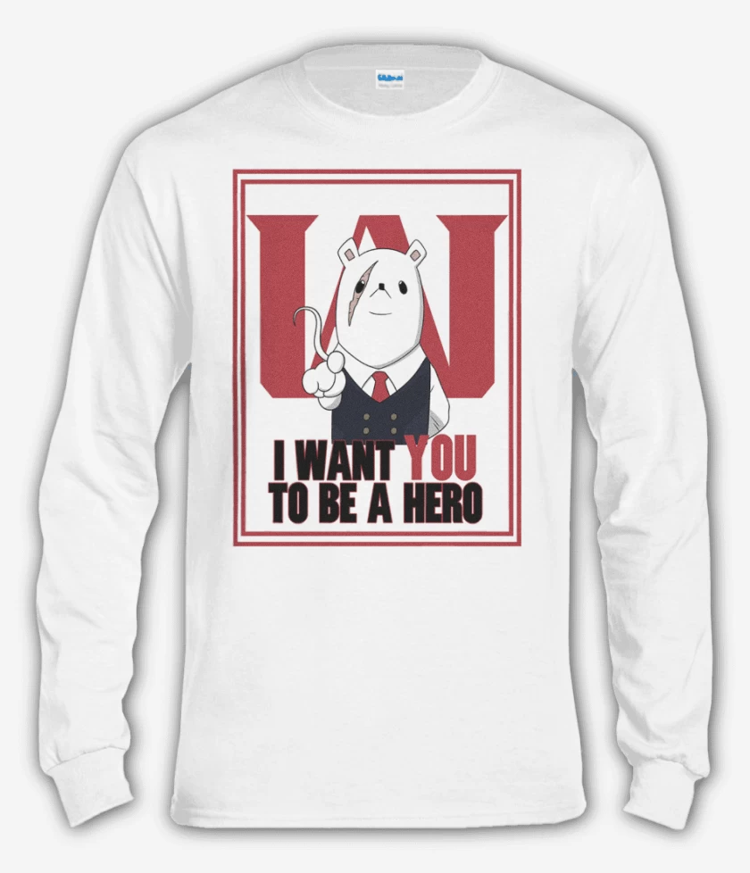 Polera manga larga Blanco de Boku no hero presidente