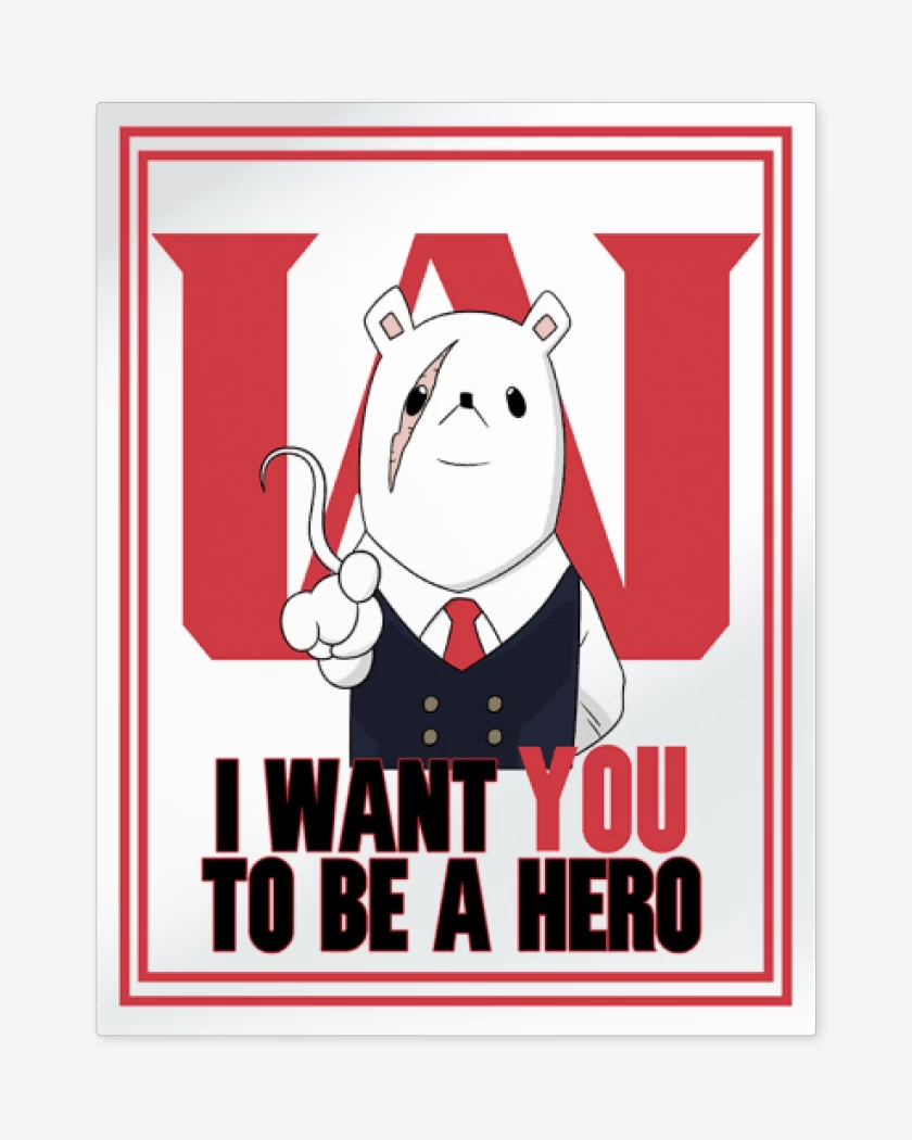 Print metalico Blanco de Boku no hero presidente