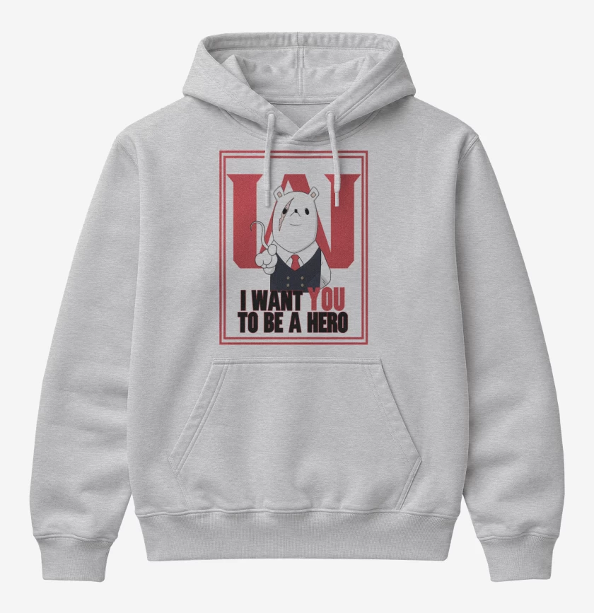 Poleron Canguro básico Gris Melange de Boku no hero presidente