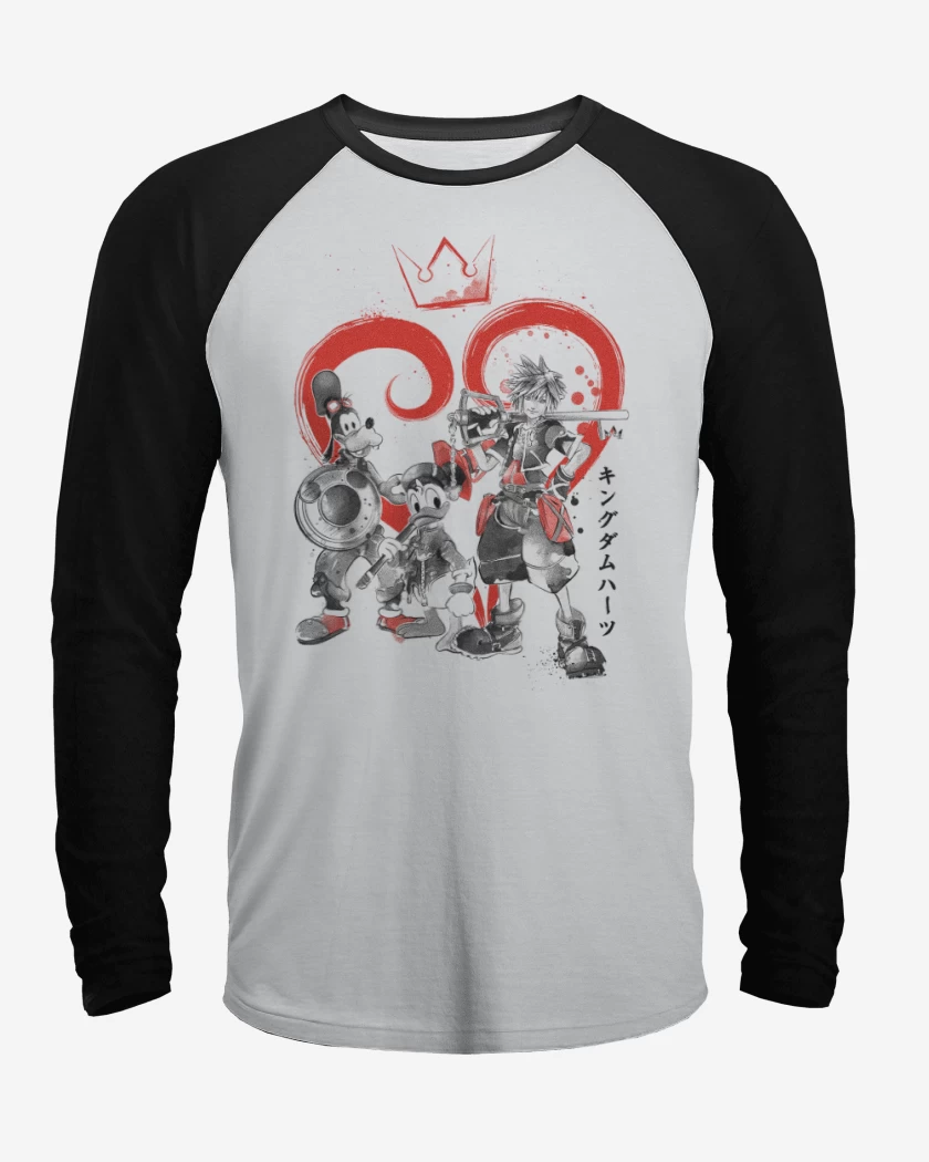 Polera Raglan Blanco / Negro de Kingdom hearts 5
