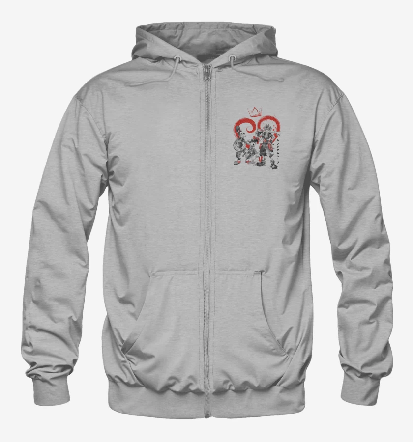 Poleron Canguro con cierre Gris Melange de Kingdom hearts 5