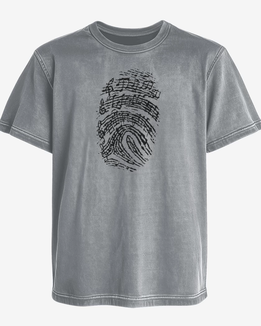 Polera desgastada Gris Melange de Music Huella 