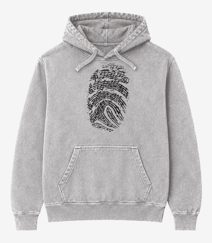 Poleron Canguro Acid Wash Gris Melange de Music Huella 