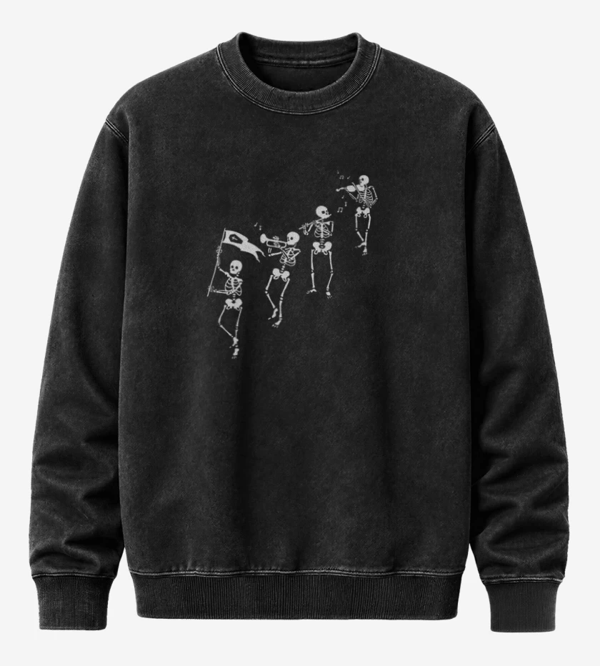 Poleron Polo Acid Wash Negro de Marcha funebre