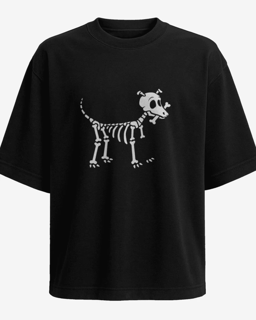 Polera Oversize Negro de Perrito de la muerte
