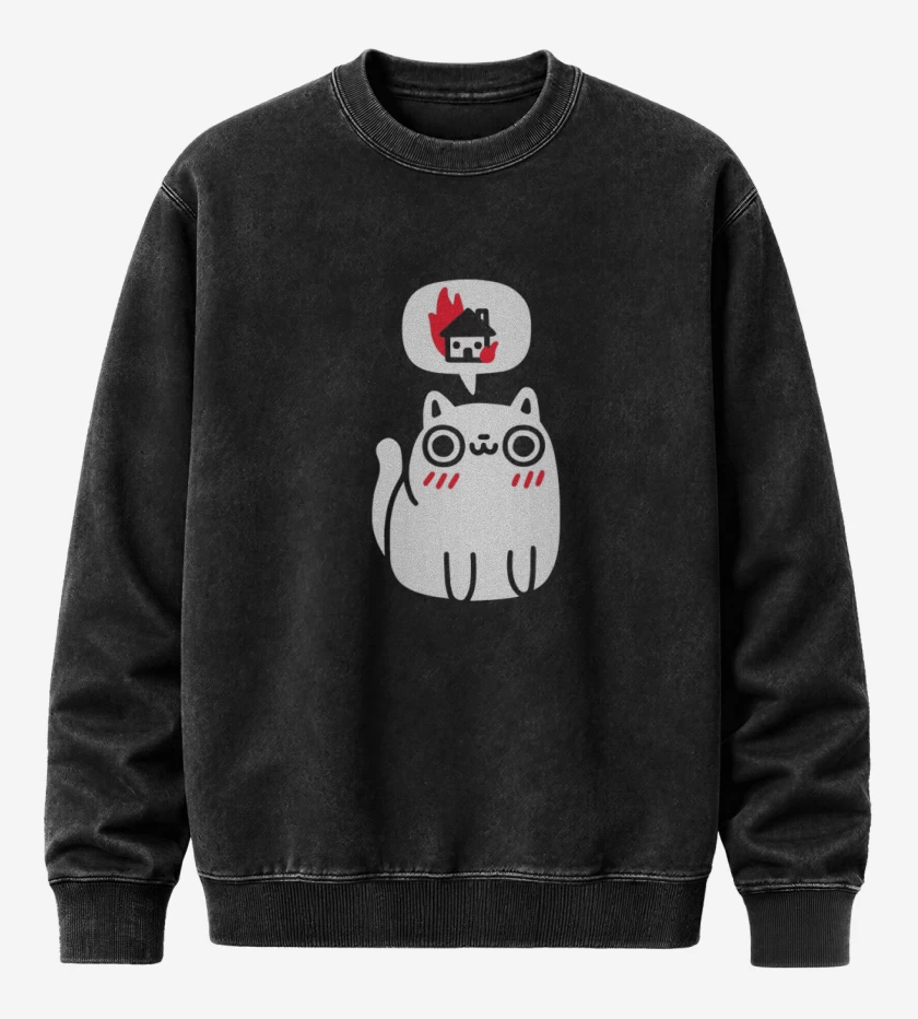 Poleron Polo Acid Wash Negro de Killer cat