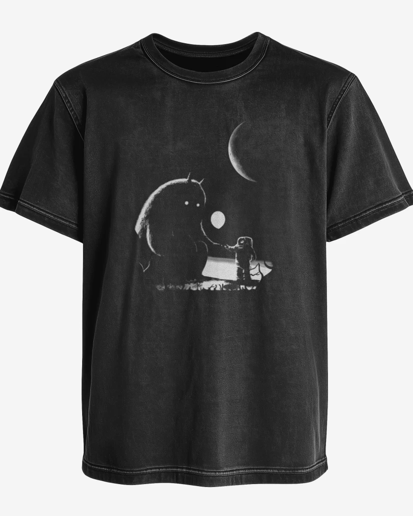 Polera desgastada Negro de Encuantro Espacial