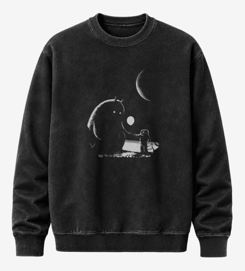 Poleron Polo Acid Wash Negro de Encuantro Espacial