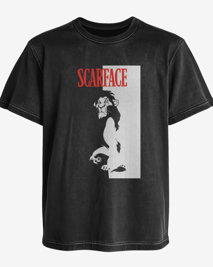 Polera desgastada Negro de Scarface