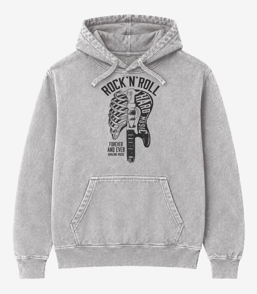 Poleron Canguro Acid Wash Gris Melange de Hard music