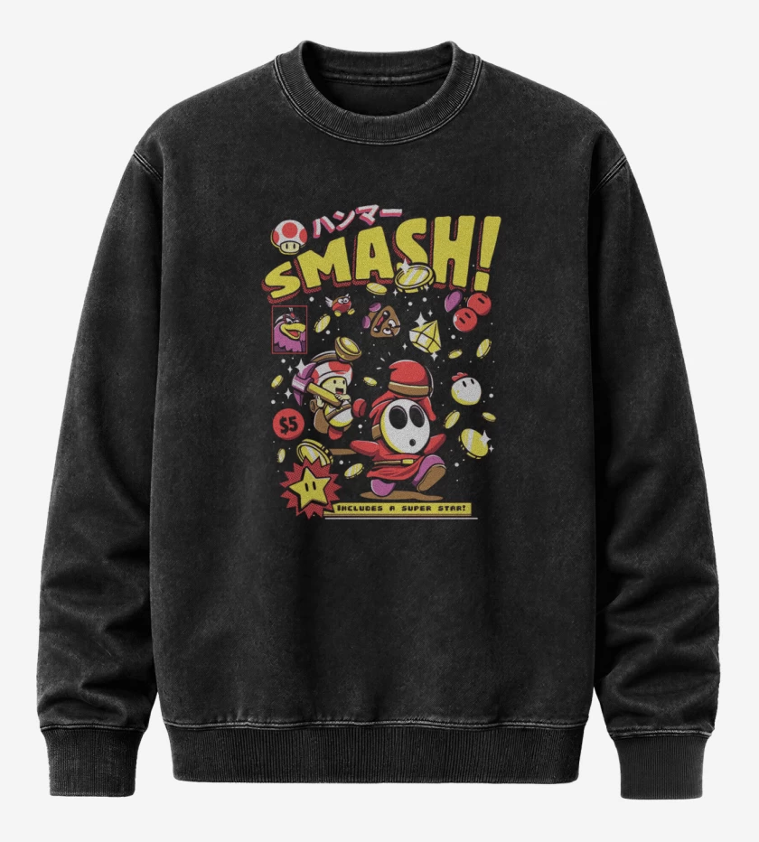Poleron Polo Acid Wash Negro de Smash
