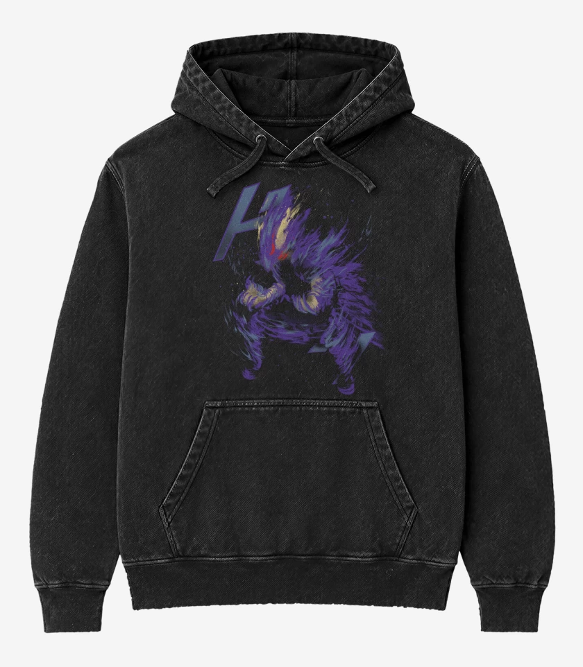Poleron Canguro Acid Wash Negro de Dark shadow