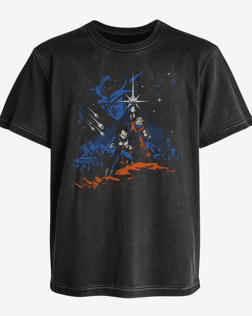 Polera desgastada Negro de dragon ball z